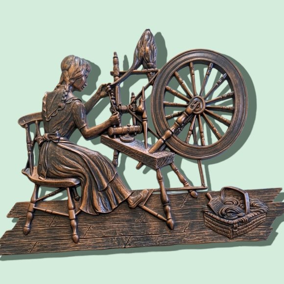 Charming Vintage “Spinning Jenny” Wall Plaque by Coppercraft - Picture 5 of 7